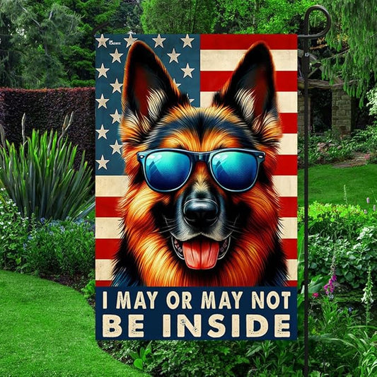 American Flag-Funny German Shepherd Dog American Flag TQN2748F, Garden Flag (11.5" x 17.5")-USA Flags Premium Polyester-Decorative Indoor Outdoor Flag