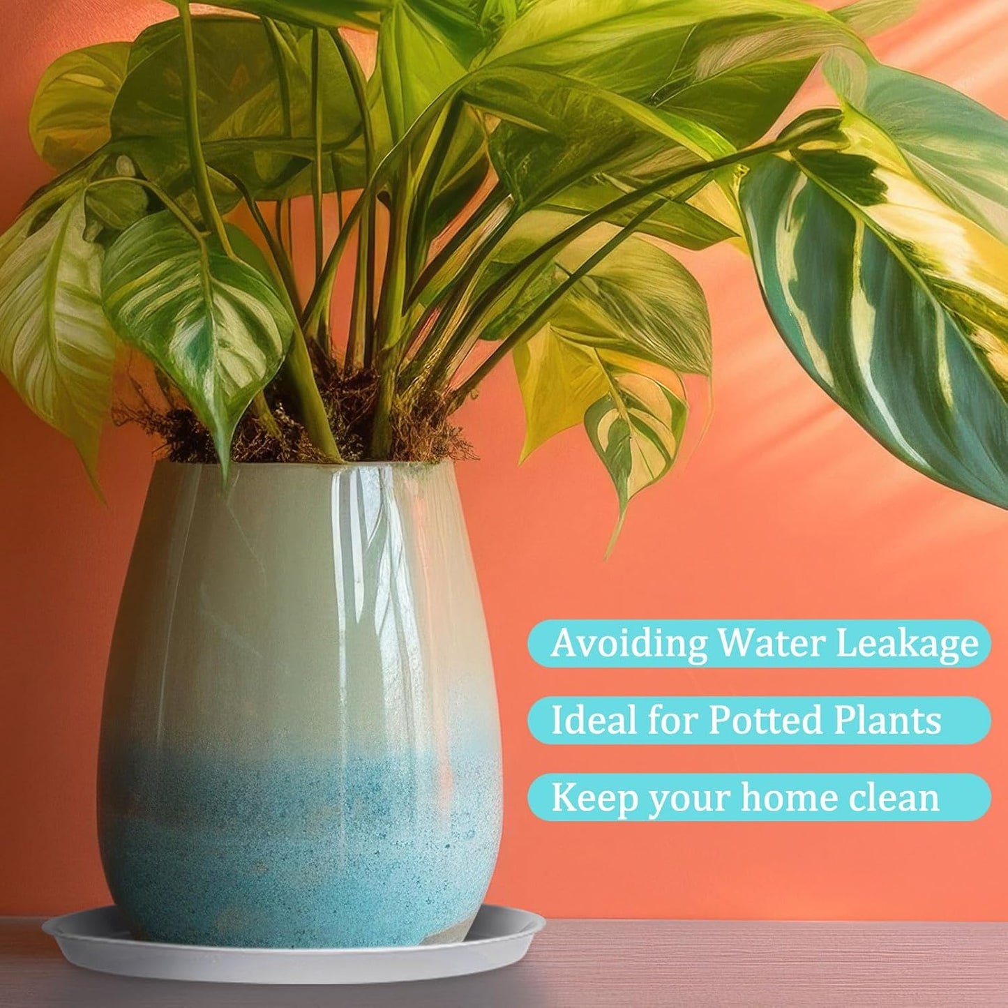 Eccliy 12 Pcs Plastic Plant Saucers Round Plant Tray Large Flower Pot Heavy Duty Planter Water Trays Thick Planter Drip Saucers for Indoors and Outdoors(18 Inch,White)