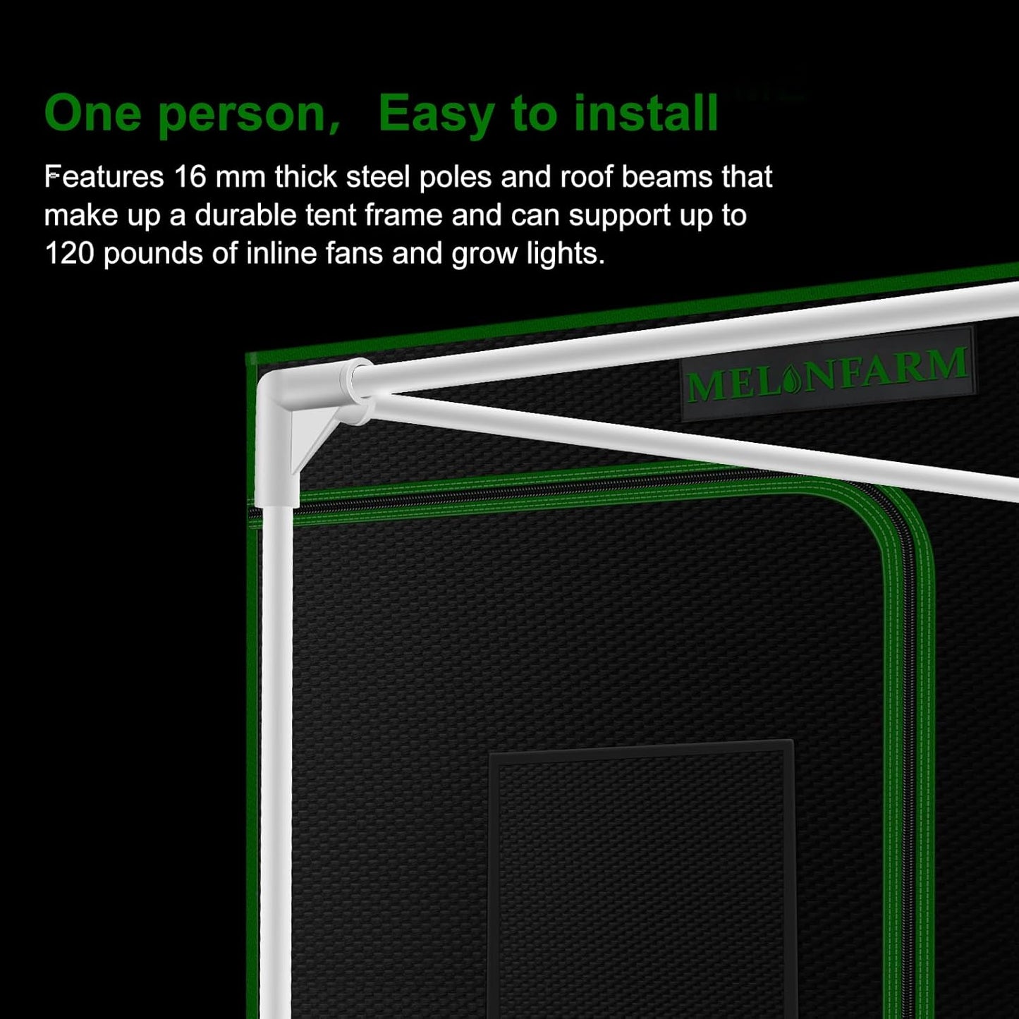 MELONFARM 4x4 Grow Tent, 48"x48"x80'' High Reflective 600D Diamond Mylar Canvas with Observation Window and Floor Tray for Hydroponic Indoor Plant Growing