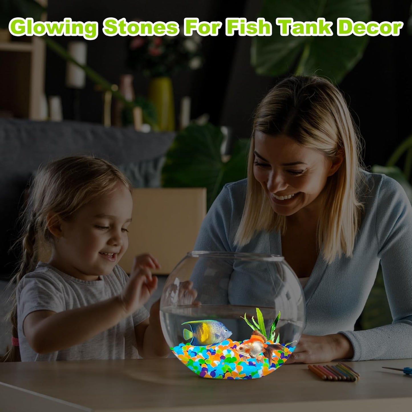 6000pcs 5-8mm Colorful Luminous Stones Glow in The Dark Garden Pebbles Stones Glow in The Dark Rocks Outdoor Glow Pebbles Aquarium Rocks for Garden Path Walkway Yard Fish Tank Plant Pots