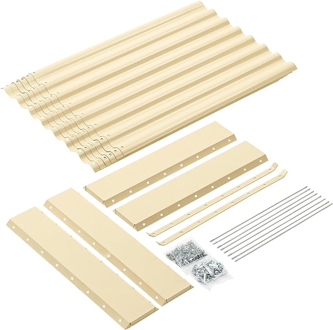 Land Guard 8×4×2ft Galvanized Raised Garden Bed, Planter Boxes Outdoor, Raised Garden Beds Outdoor for Vegetables, Flowers, Herbs, 479 Gallons, Cream Yellow…