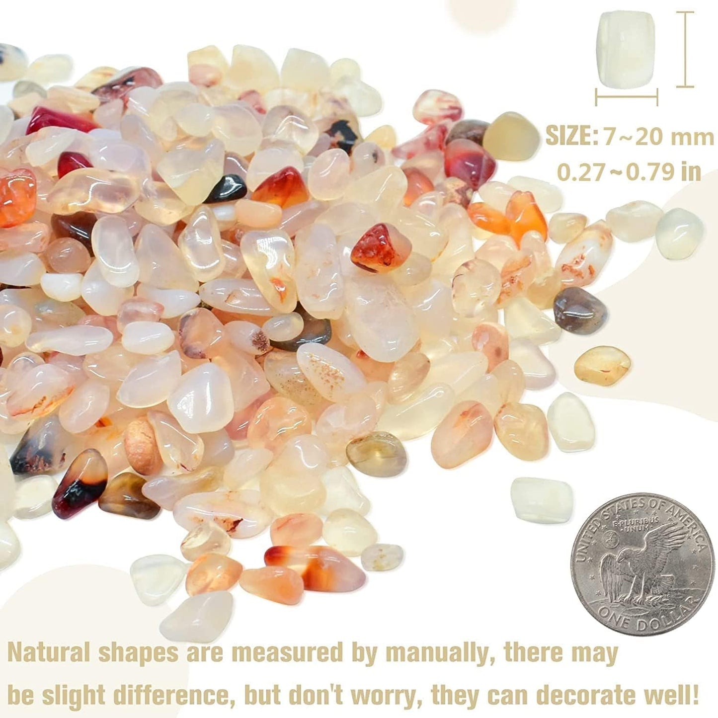 Halatool 1LB Crystal Pebbles 0.27"- 0.79" Natural Landscaping Pebbles Aquarium Gravel Decorative Polished Stone Suitable for Plants Home Decoration DIY Handmade Fish Tanks Vase Filler