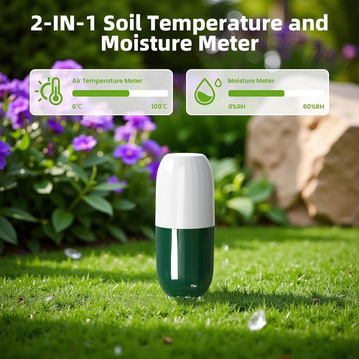 Smart WiFi Soil Moisture & Temperature Sensor - Hub-Free Soil Meters for Lawn, Garden, Greenhouse, Real-Time App Alerts, IP67 Waterproof, Works with Automatic Watering Systems,Gardening Gift