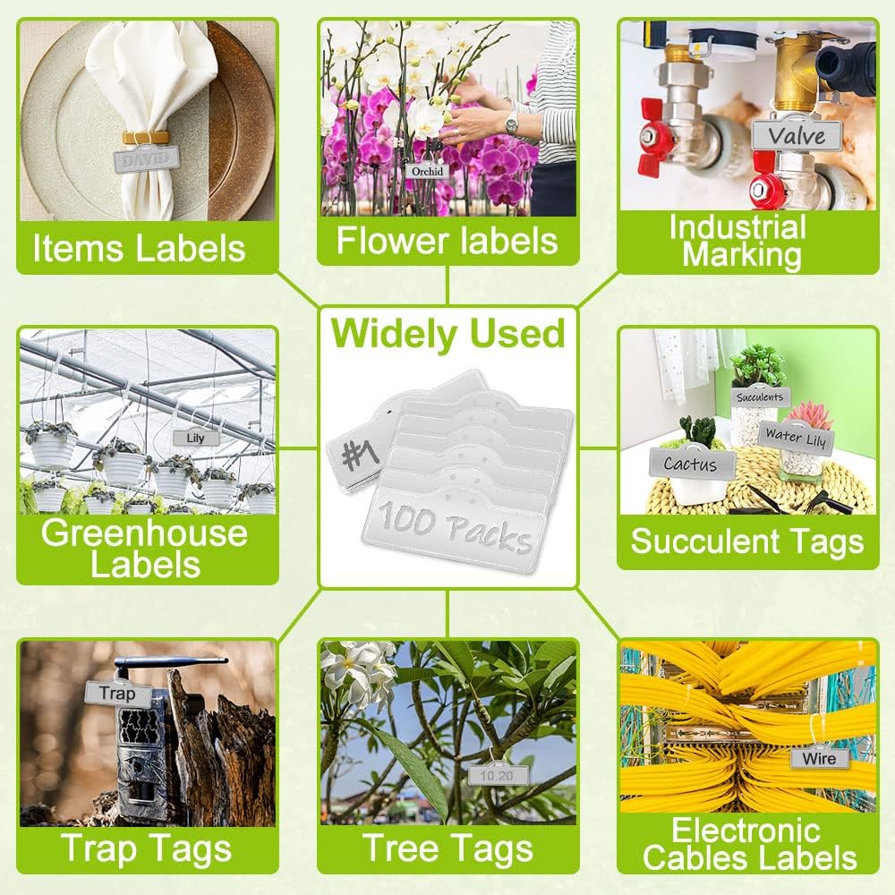 Metal Plant Labels, Aluminum Plant Tags, Tree Markers for Outdoor Garden, Waterproof (3-1/2", 100 Pcs, Two Wire Sizes)