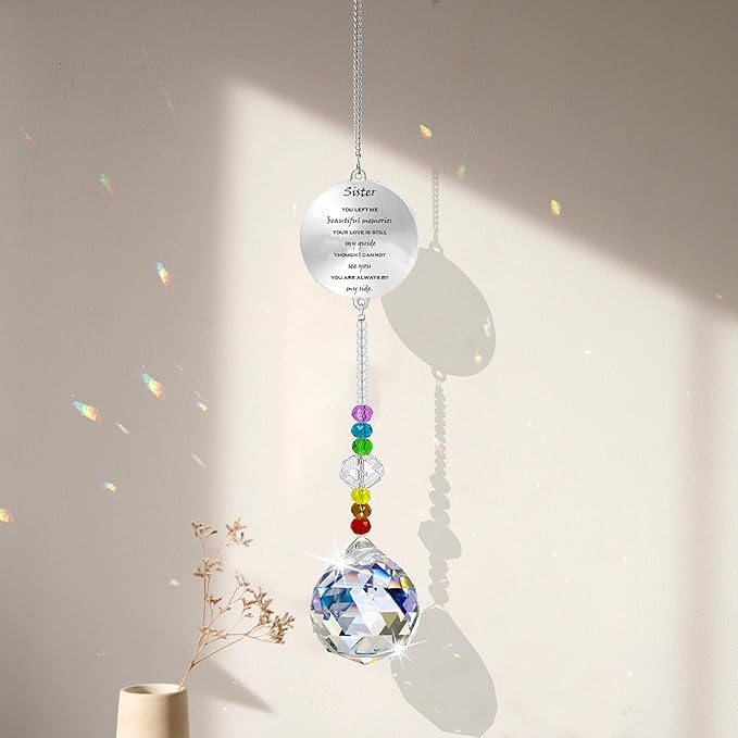 Memorial Gifts Crystal Suncatcher,Unique Sympathy Gifts for Loss of Loved One,Rainbow Maker Bereavement Gifts Box for Loss of Father Mom Dad Son Daughter Husband Brother Grandmother (Sister)