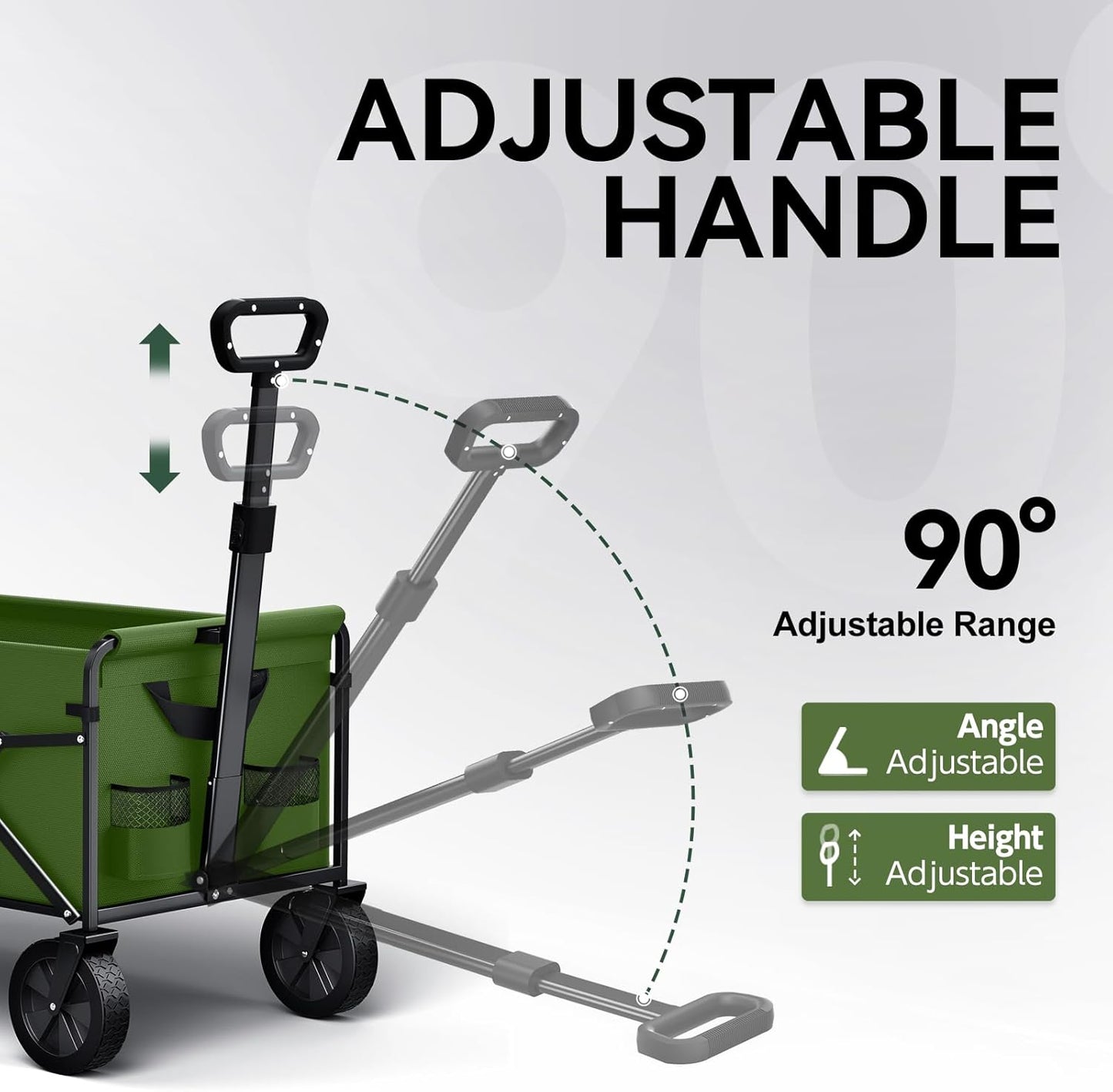 Collapsible Foldable Wagon, Foldig Cart with Wheel Heavy Duty with 180lbs Weight Capacity Lightweight Utility Camping Wagon for Groceries Garden Beach Sports Fishing (Army Green)