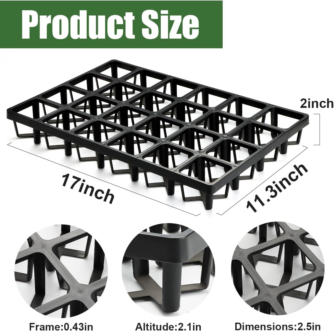 24 Cell Nursery Pots Trays (17"x11"x2") with Plastic Flat Seed Starter Trays, Durable Carrying Seedling Starter Tray, Reusable Planting Trays for Holding 2.7 inch Nursery Pots, 3 Sets Combo