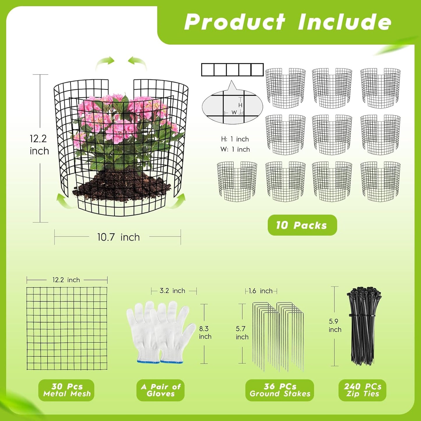 10 Pack Plant Protector from Animals, 30 PCs 12'' x 12'' Metal Mesh Wire Plant Protector for Outdoor Garden Flower Vegetable, Plant Cages to Keep Animals Out