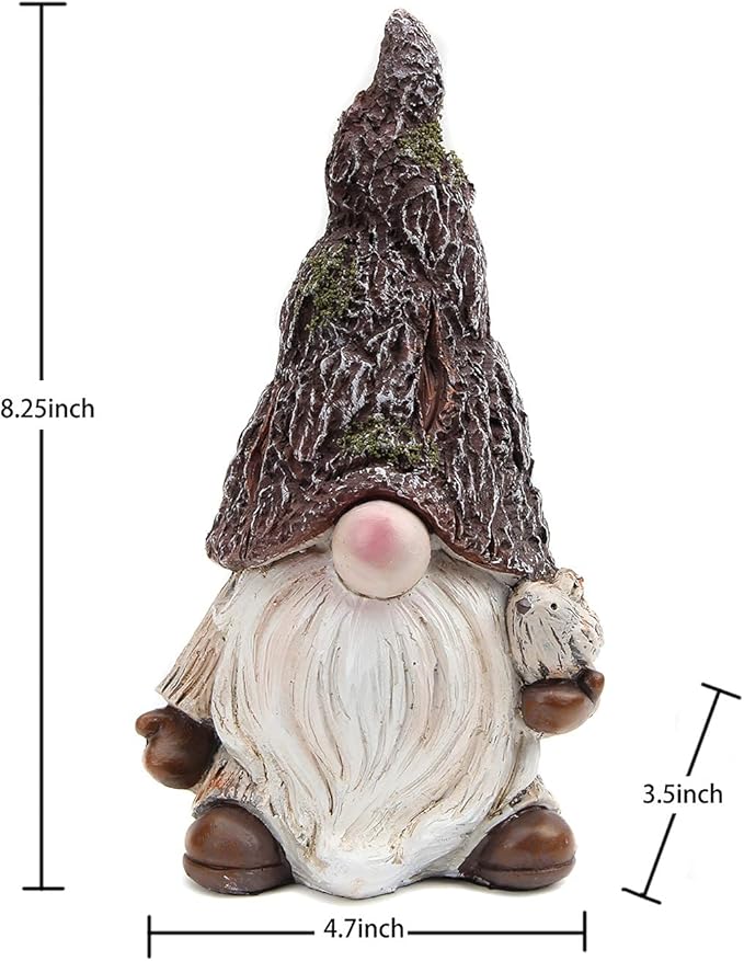 Leekung Garden Gnomes Statue Outdoor Decor,Gnomes Garden Decorations,Indoor gnome Figurine Woodstone Color for Home Decoration