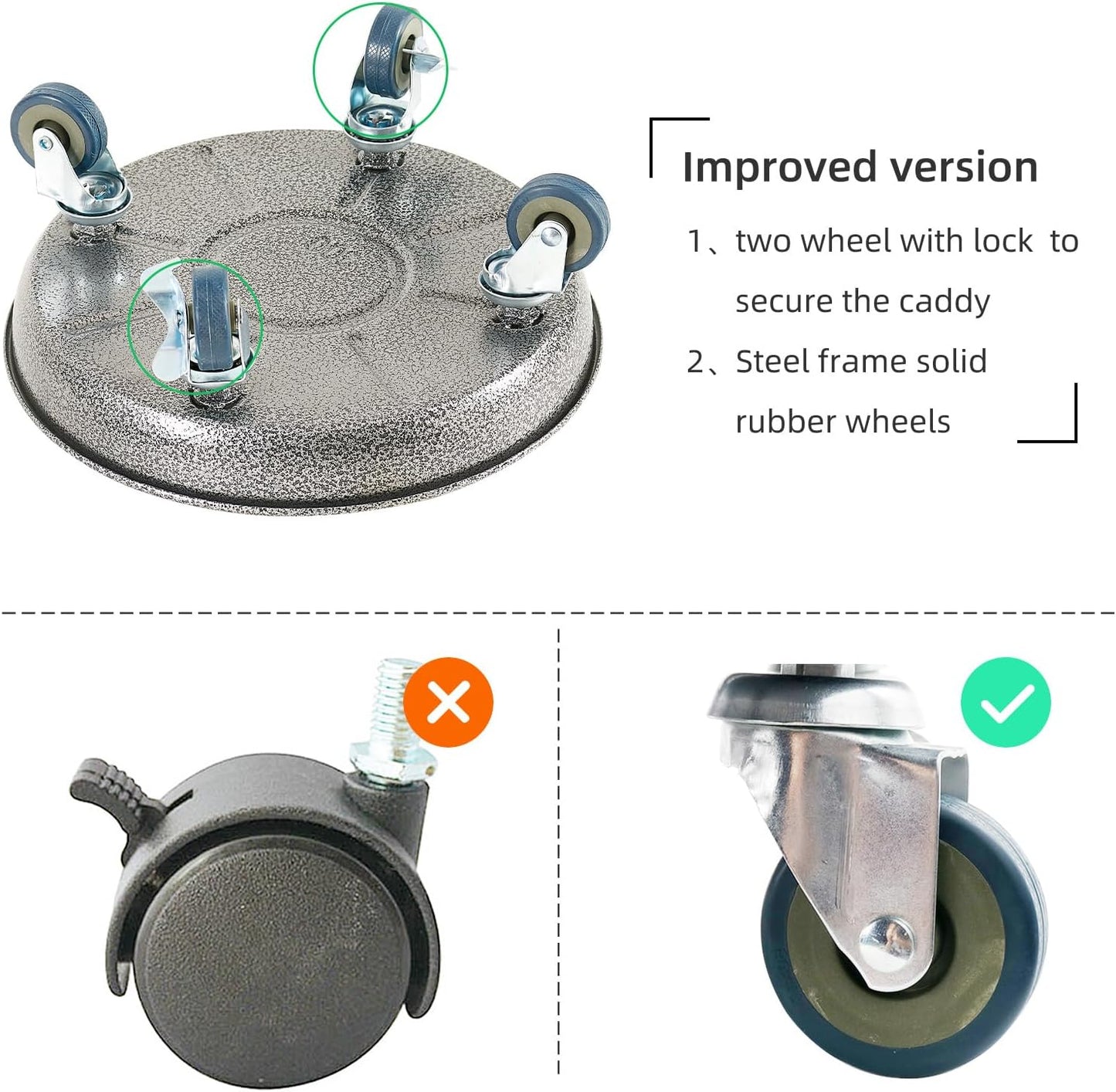 Choclaif Plant Caddy with Wheels,3 Pack Silver Heavy Duty Plant Stand with Universal Wheels,Round Pot Trolley for Indoor Outdoor 12inch