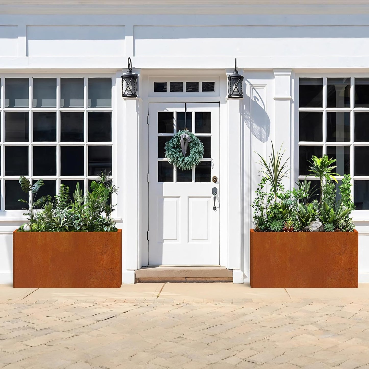 Co rten Steel Planter 36X15X15 inch Large Rectangular Planter Box Rustic Style Flower Box for Porch, Patio, Garden, Commercial Décor, Rusty