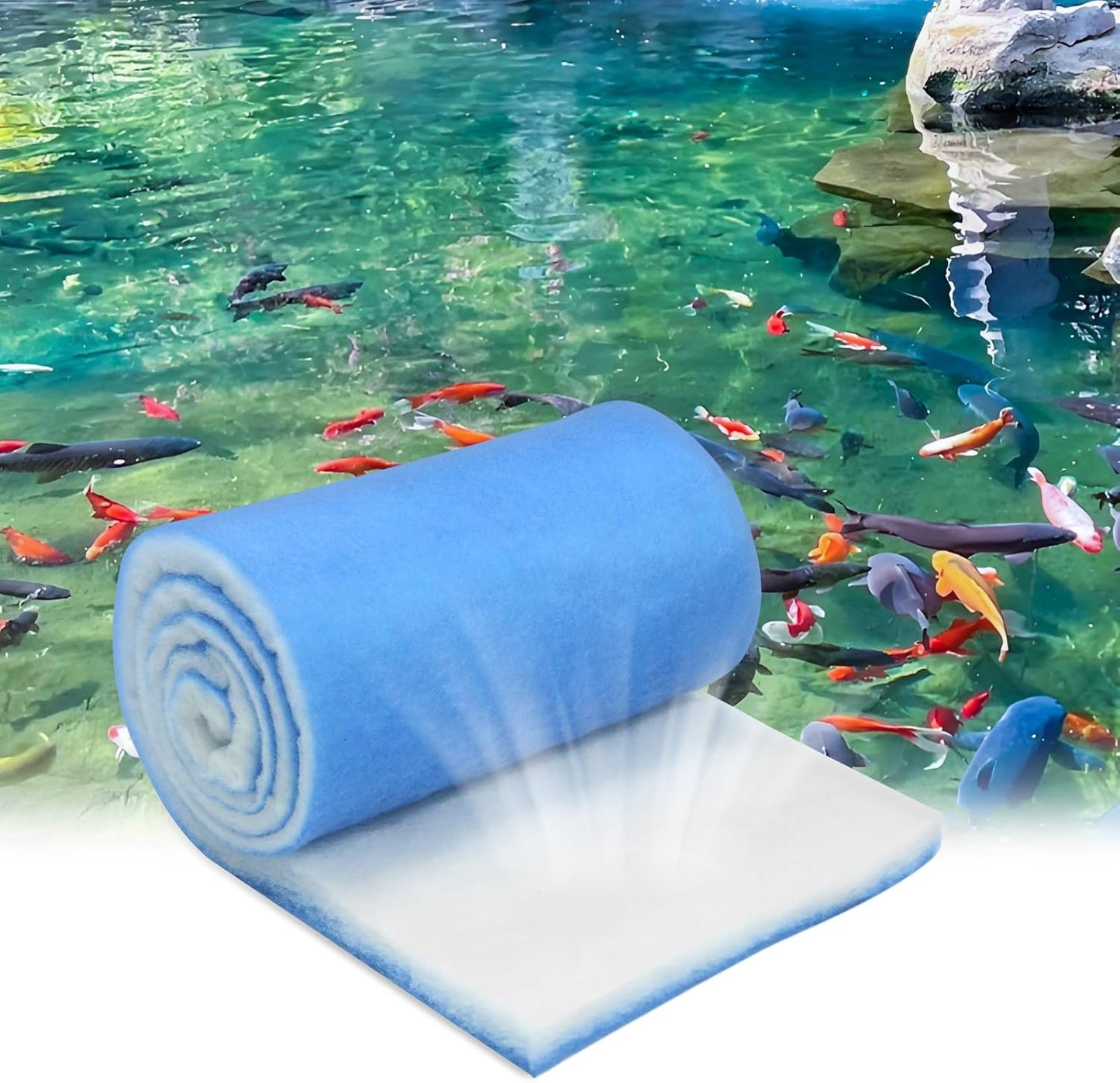 Classic Koi Pond Filter Pad Media-12 x48 Thicker Reusable Replacement Washable Pad,Fish Pond Filter Material for Koi Outdoor Ponds Aquarium