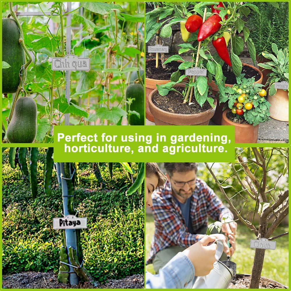 Metal Plant Labels, Aluminum Plant Tags, Tree Markers for Outdoor Garden, Waterproof (3-1/2", 100 Pcs, Two Wire Sizes)