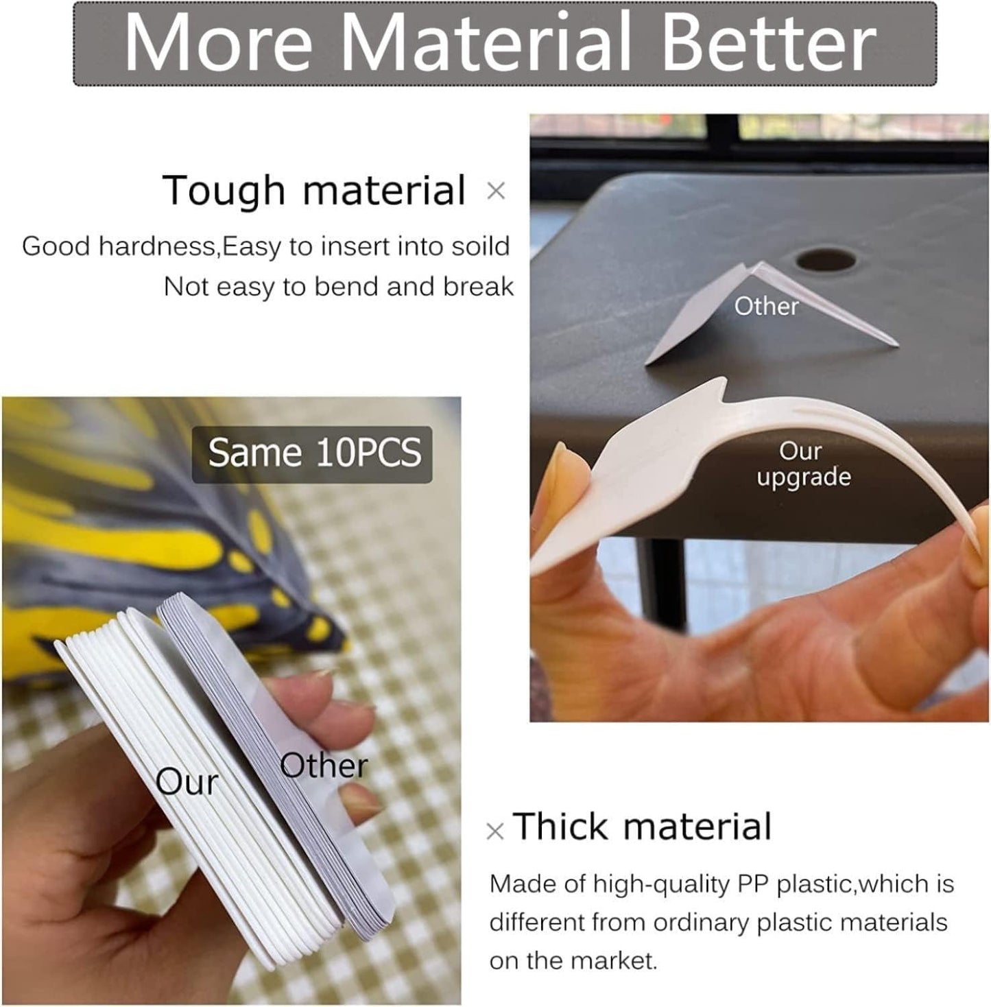 100 PCS White Plastic Plant Tags Thick Gardens Labels T-Type Nursery Markers Re-Usable