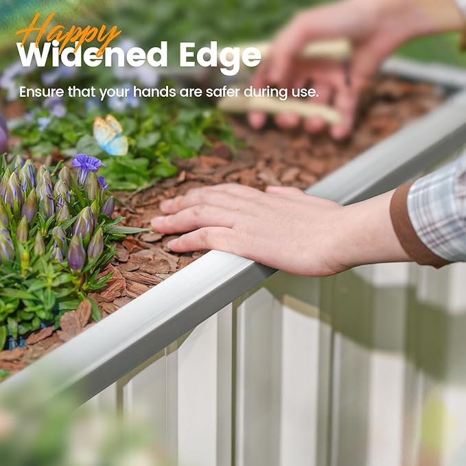 KING BIRD Raised Garden Bed 68" x 36" x 24" Heightened Galvanized Steel Metal Planter Box Outdoor for Deep-Rooted Vegetables, Flowers, Large Raised Bed Kit (Ivory)