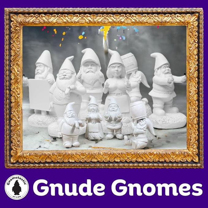 Gnometastic Gnude Mini Gnomes - Smoking Hippie Unpainted Gnome Statue, 3.5in DIY Paint Your Own Gnome Mini -Funny Garden Gnomes to Paint for Adults
