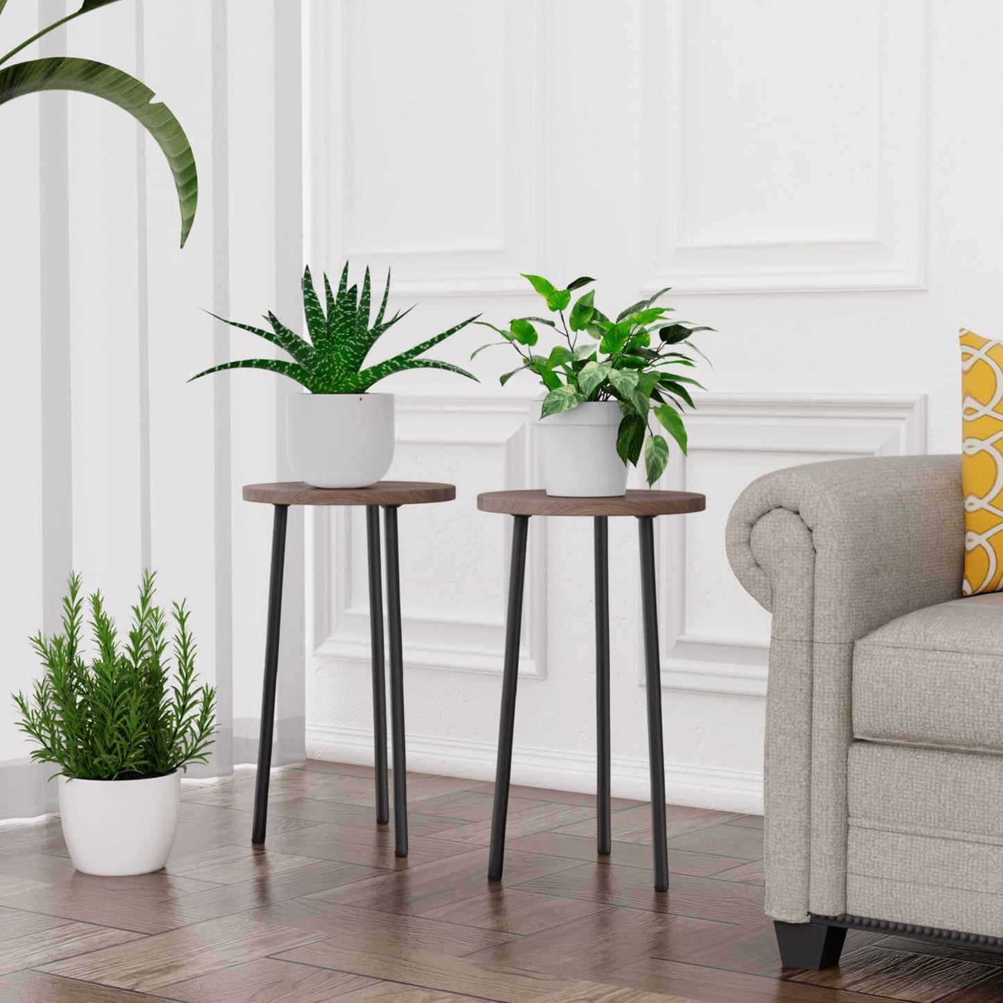 Plant Stand Indoor Outdoor: 20'' Metal Wood Plant Stand Convertible Multi-purpose Plant Table - Flowers Pot Holder for Indoor Outdoor - Mid Century Modern Decor/Home Decor