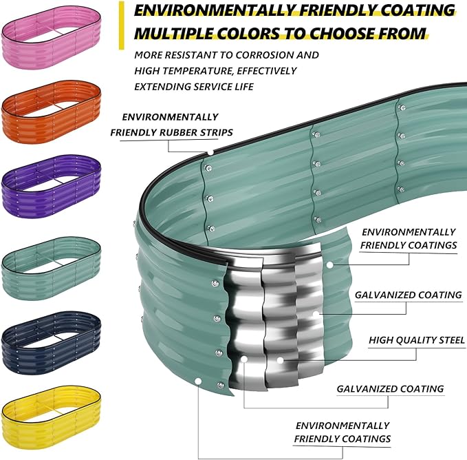 Metal Planter Garden Flower Bed Raised Beds for Gardening Galvanized 4x2x1ft Galvanized Garden Bed