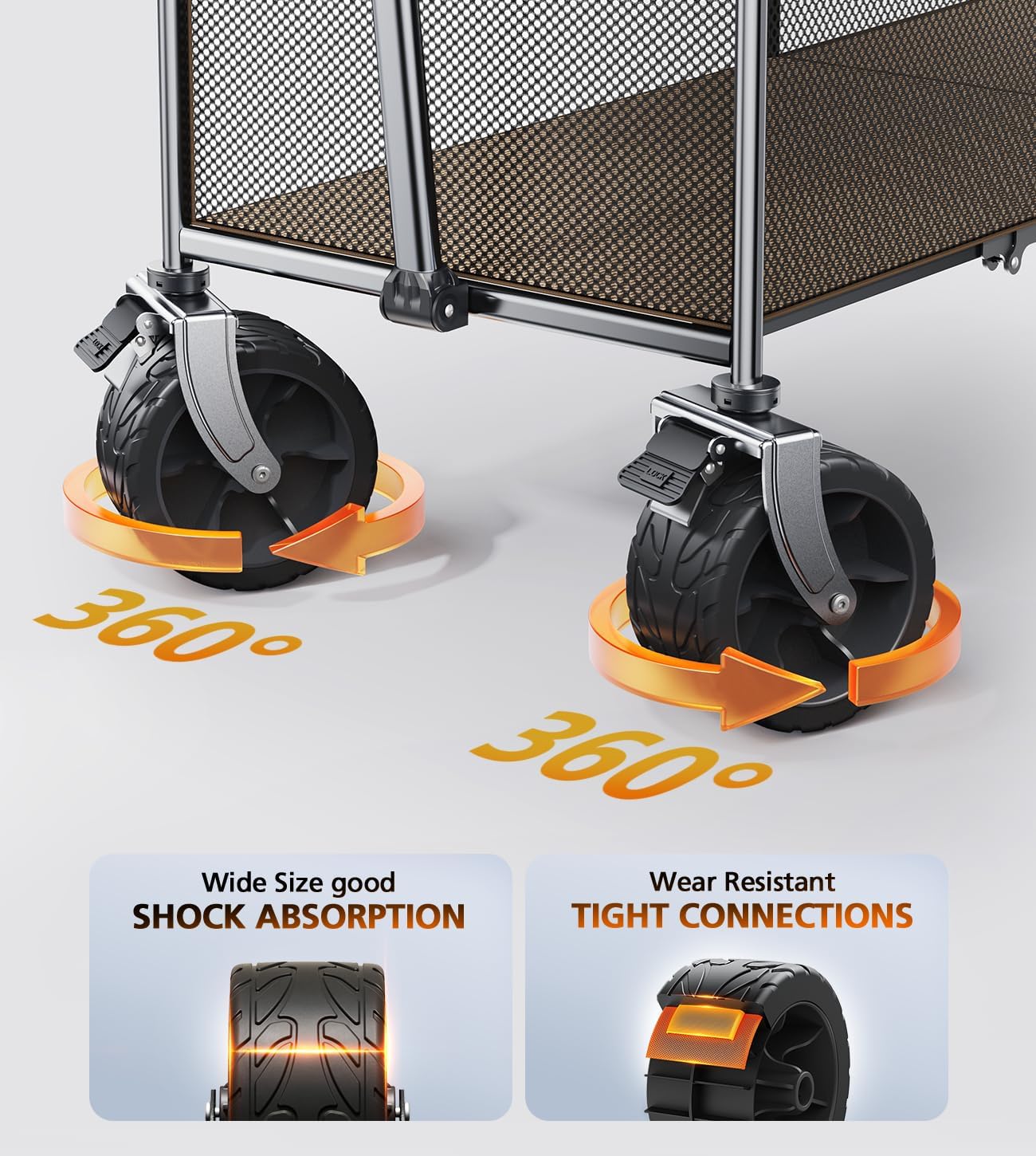 Sports Wagon Carts,480Lbs Double Decker Wagon,Foldable Lounge Wagon with Tank Wheels&Side Pocket&Dustbag,New Wave Garden,Camping,Shopping,Beach Wagon to Family Trips and Outdoors Time-Brown