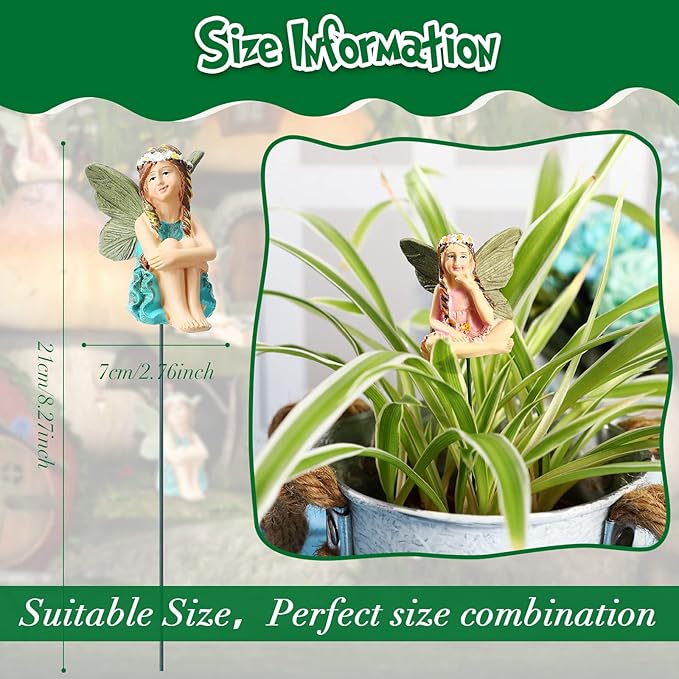Bucherry 12 Pieces Garden Mini Fairies Figurines Miniature Fairy Sculpture Decoration Tiny Garden Accessories for Home Outdoor Yard Lawn Flower Pot Decor(Elegant)