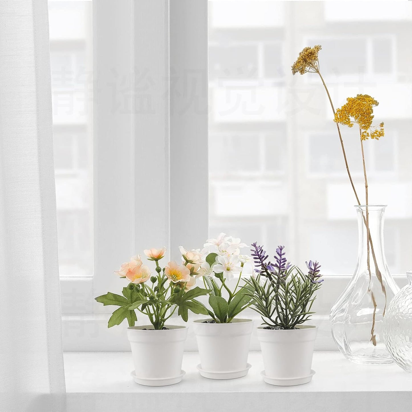 28 Pack 4 inch Small Plant Pots, Plastic Planters with Drainage Holes and Saucers for Flowers Plants, Succulents, Seed Starting Pots, White