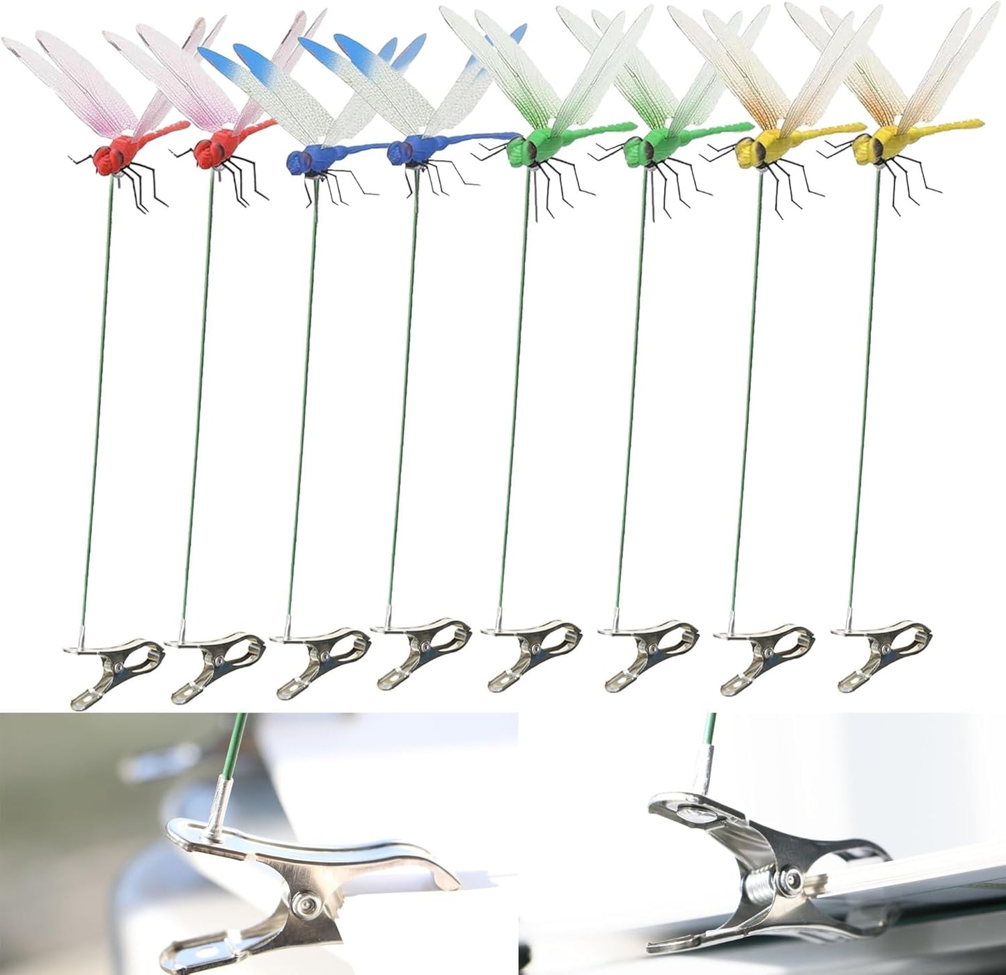 8Packs Fake, 3D Outdoor Simulation, Natural Organic Concept Insert Pole Clip, Gardening Decoration Insert Plaque Yard Ornaments Outdoors