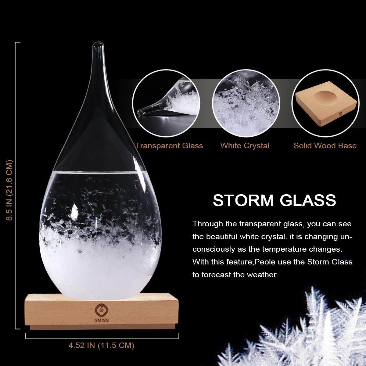Father's Day Gifts for Him, Storm Glass Weather Predictor, Drop-Shaped Glass Barometer Weather Station, Unique Decorative Glass Bottles Weather Forecaster for Home and Office