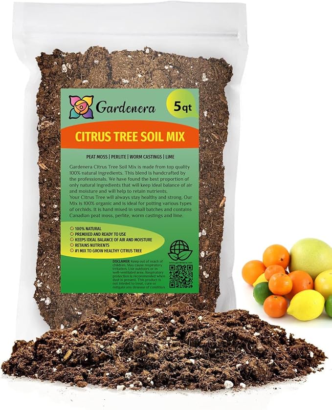 Citrus Tree Potting Soil Mix, Special Blend for Indoor Oranges, Lemons, Limes and More - (5 Quart Bag)
