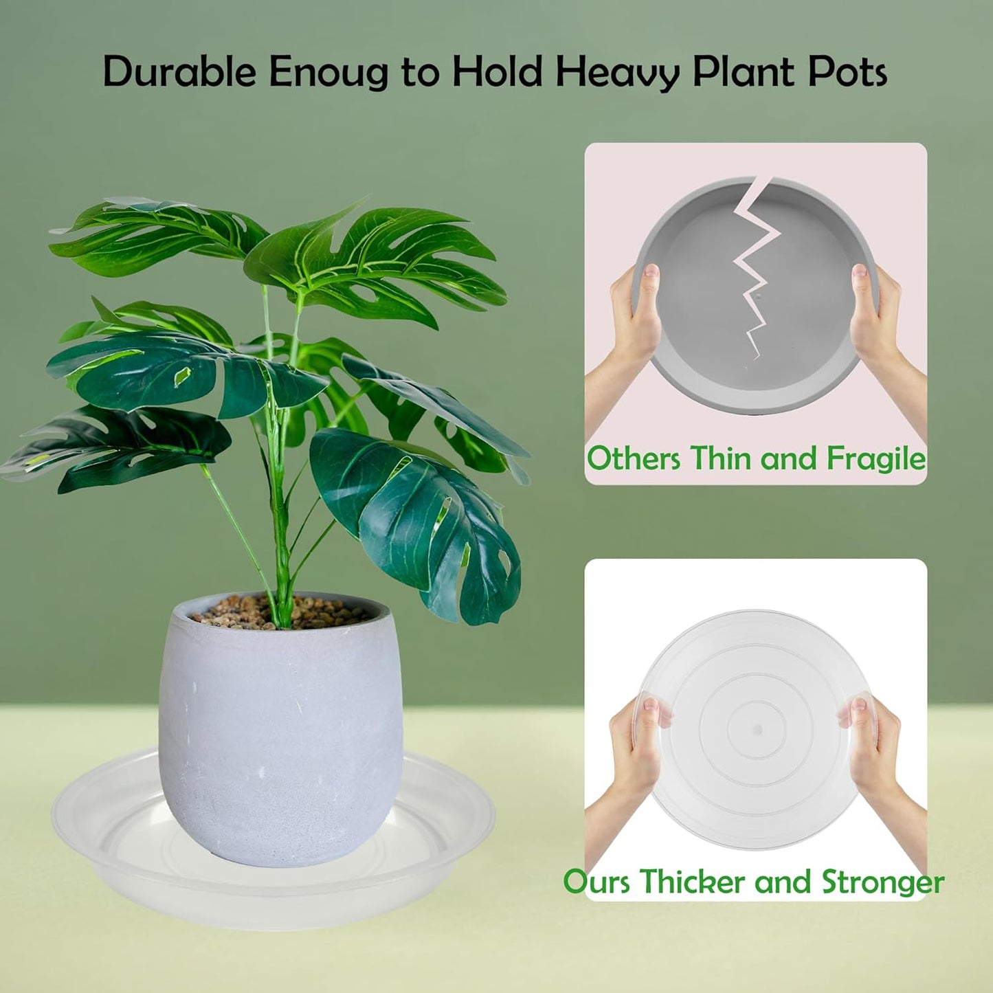 4 Pack 16 Inch Round Plant Saucers for Less 14Inch Pot Indoors Outdoors Plant Trays for Pots Planter Saucer Plastic Plant Drip Tray Flower Planter Water Tray for Potted Plants(Clear, 16"(4pcs))