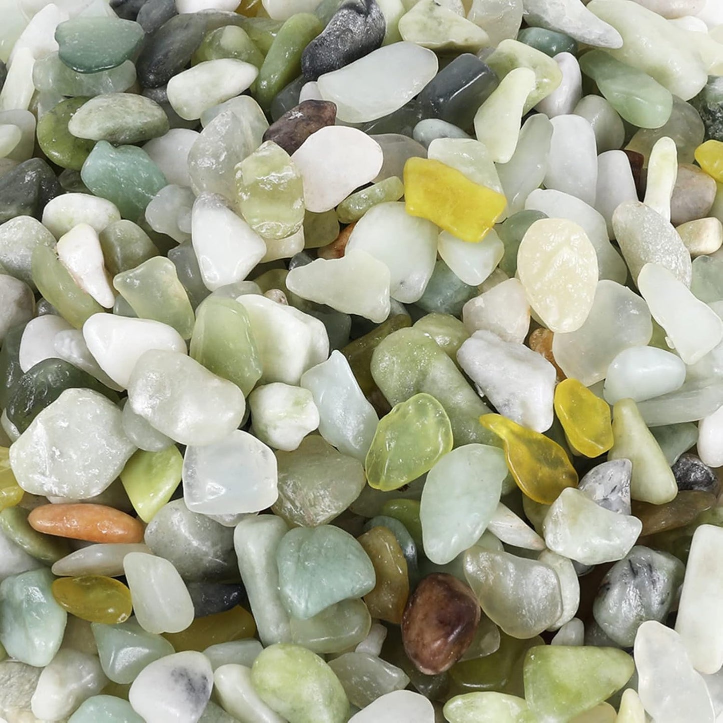 11lbs Natural River Rocks, Polished Pebbles for Plants Garden, 0.3-0.8 inch Decorative Jade Stones, Ideal for Fish Tank, Vases, Crafting, Home Decor and Garden Landscaping Rocks,Jade