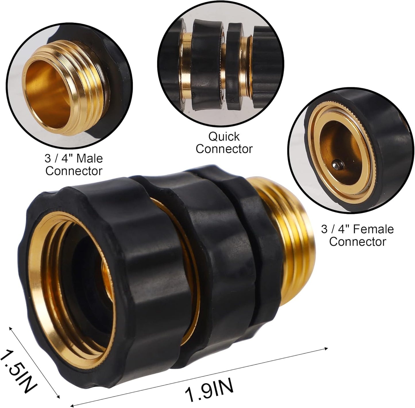 Biswing 3/4 Inch Garden Hose Quick Connector, Aluminum Male and Female Quick Connect Garden Hose Fittings, Quick Release Water Hose Connector Fitting (8 Pack)