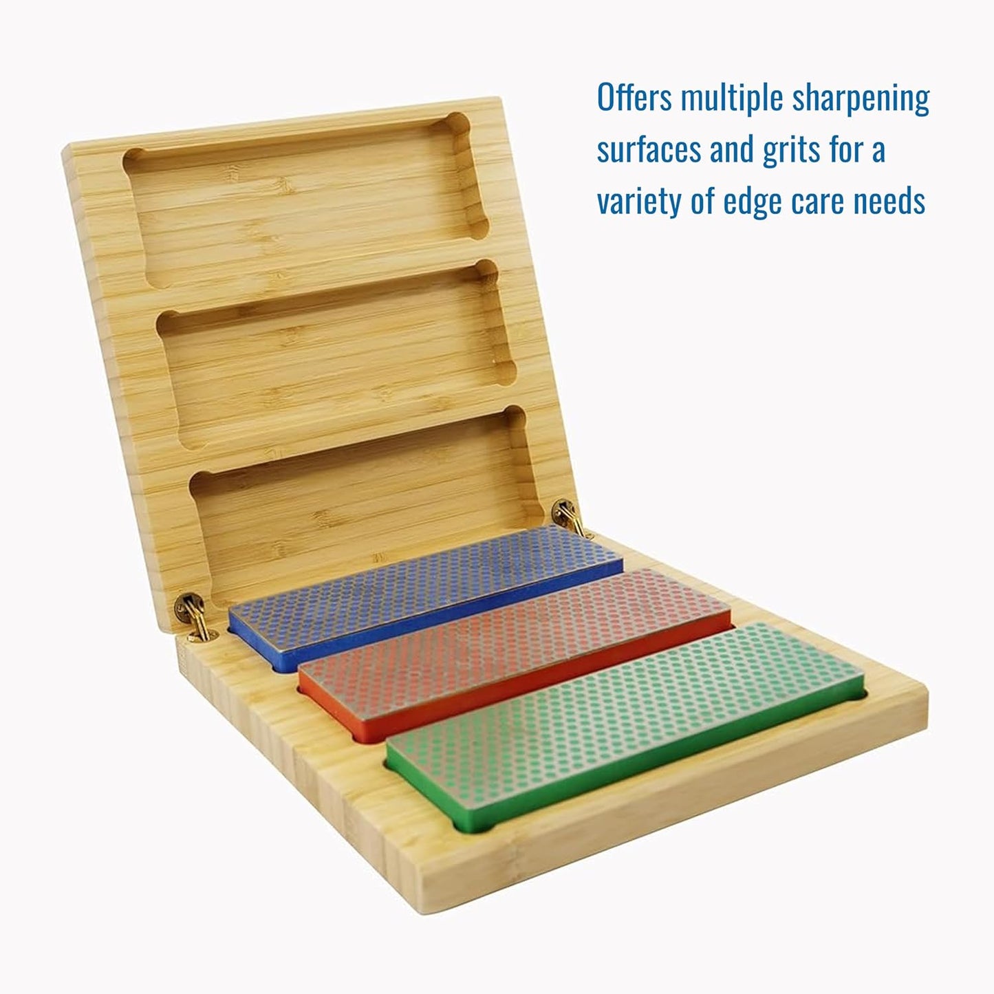 DMT W6EFC Deluxe Diamond Whetstone Knife Sharpening Kit with Wood Box, Set of 3 Sharpening Stones, 6" x 2"