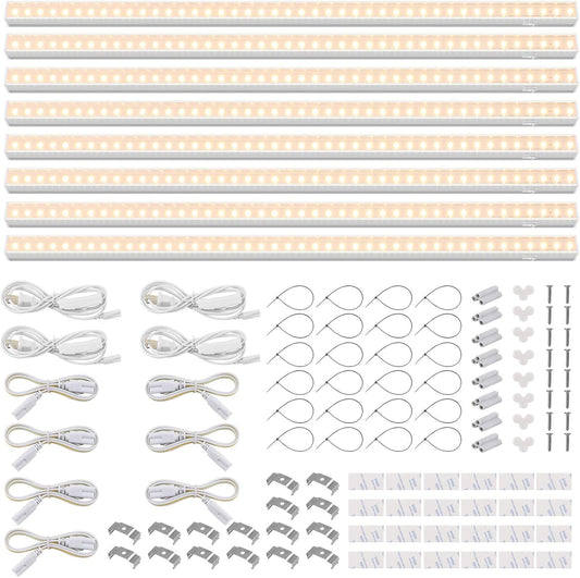Barrina T5 Grow Lights for Indoor Plants, Full Spectrum, 4ft 160W (8 x 20W, 1000W Equivalent), Plant Growing Lamps, Plant Lights for Indoor Plants, Greenhouse, Plug and Play, Yellow 8-Pack