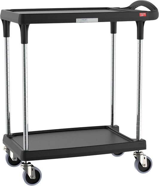 Metro myCart Plus Utility Cart - Choose-Your-Height Adjustable Heavy Duty Rolling Cart for Home, Commercial and Industrial Use - 2-Shelf, 300 lbs Capacity - 18.3" W x 31.5" L x 35.5-39.5" H - Black