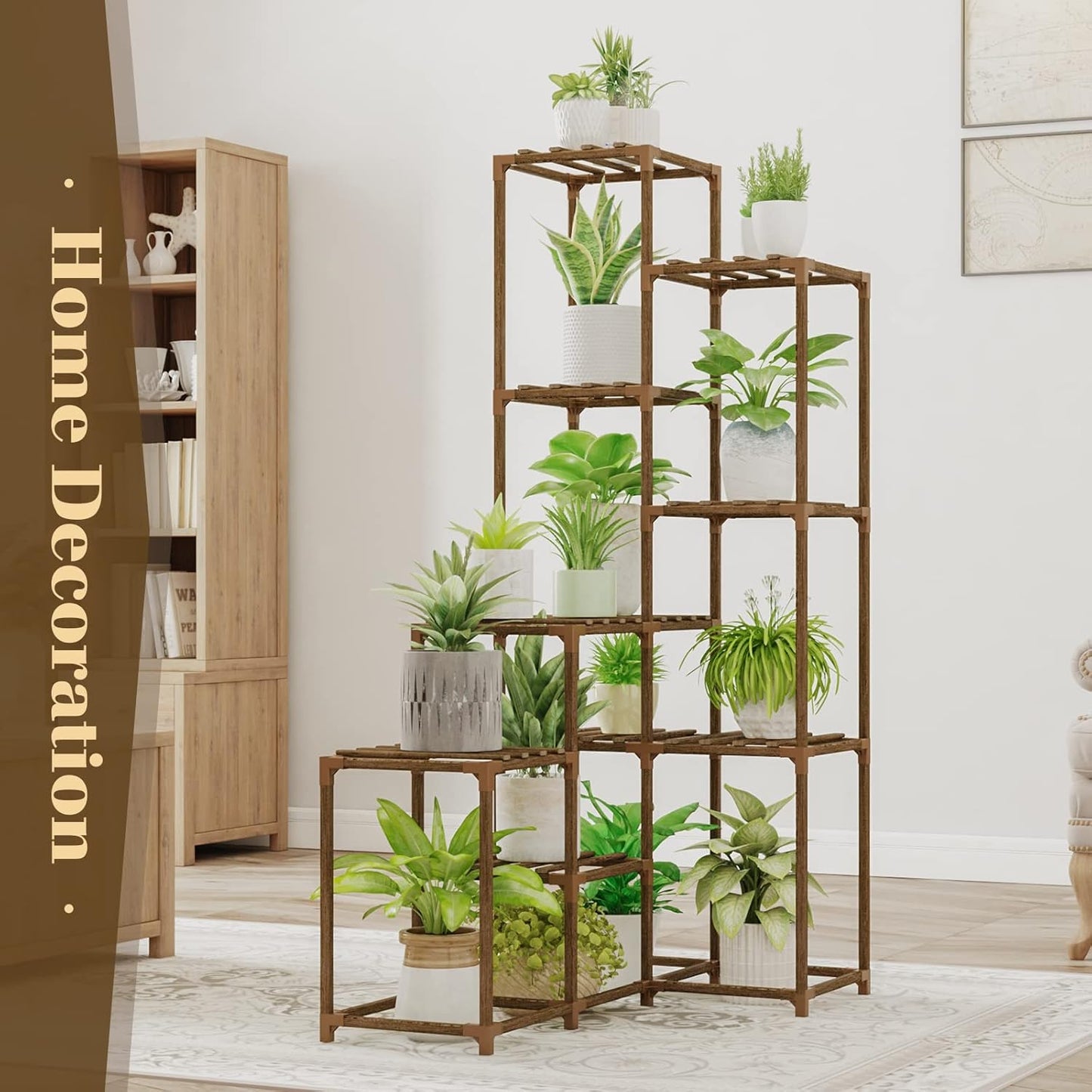 Bamworld Plant Stands Indoor Outdoor Corner Shelf Plant Shelves Indoor Plant Holder for Living Room Corner Stand Plant Rack Indoor Multiple Plants Patio Balcony Garden 05D