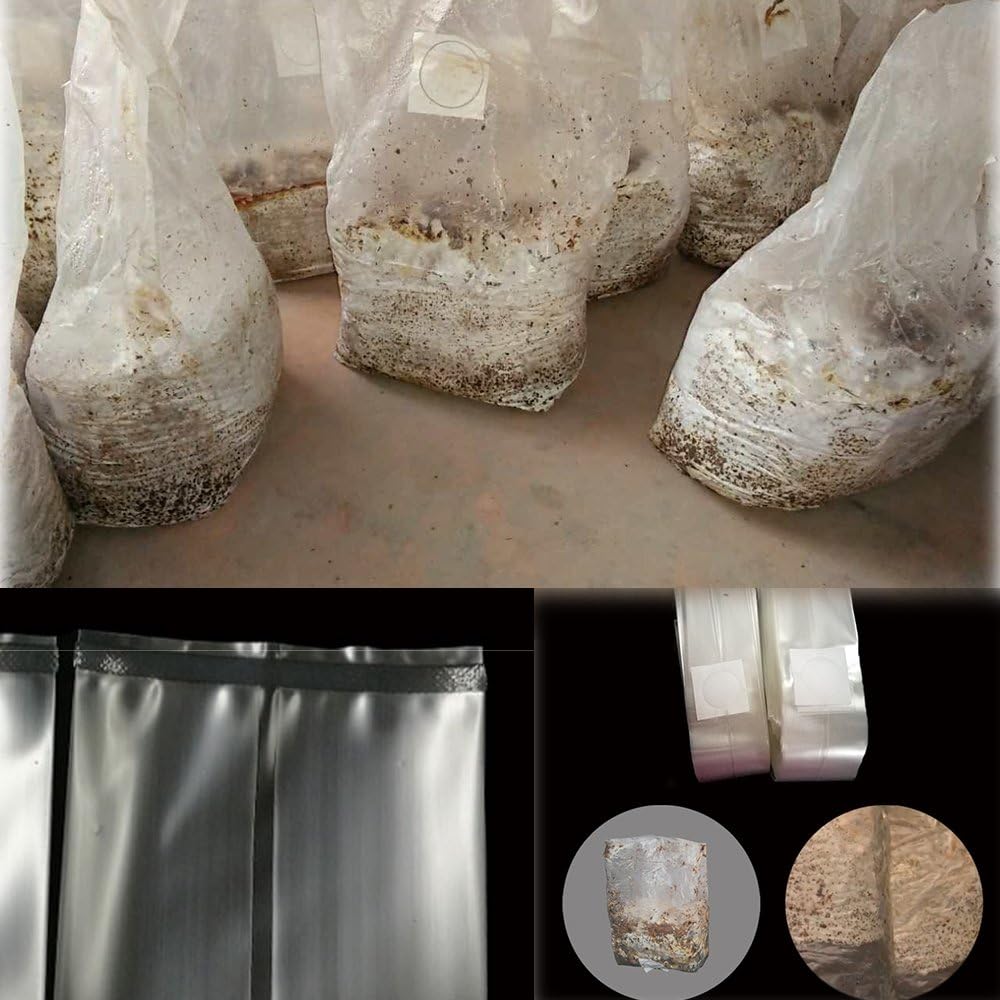 Mushroom Bags,Mushroom Grow Bag Farm-Mushroom Spawn Bags Sealable Spawn Myco Bags,Large Size 8" X 5" X 19",0.5 Micron Filter, 3 Mil Polypropylene,for Su,for Substrate Autoclavable Mushroom Cultivation