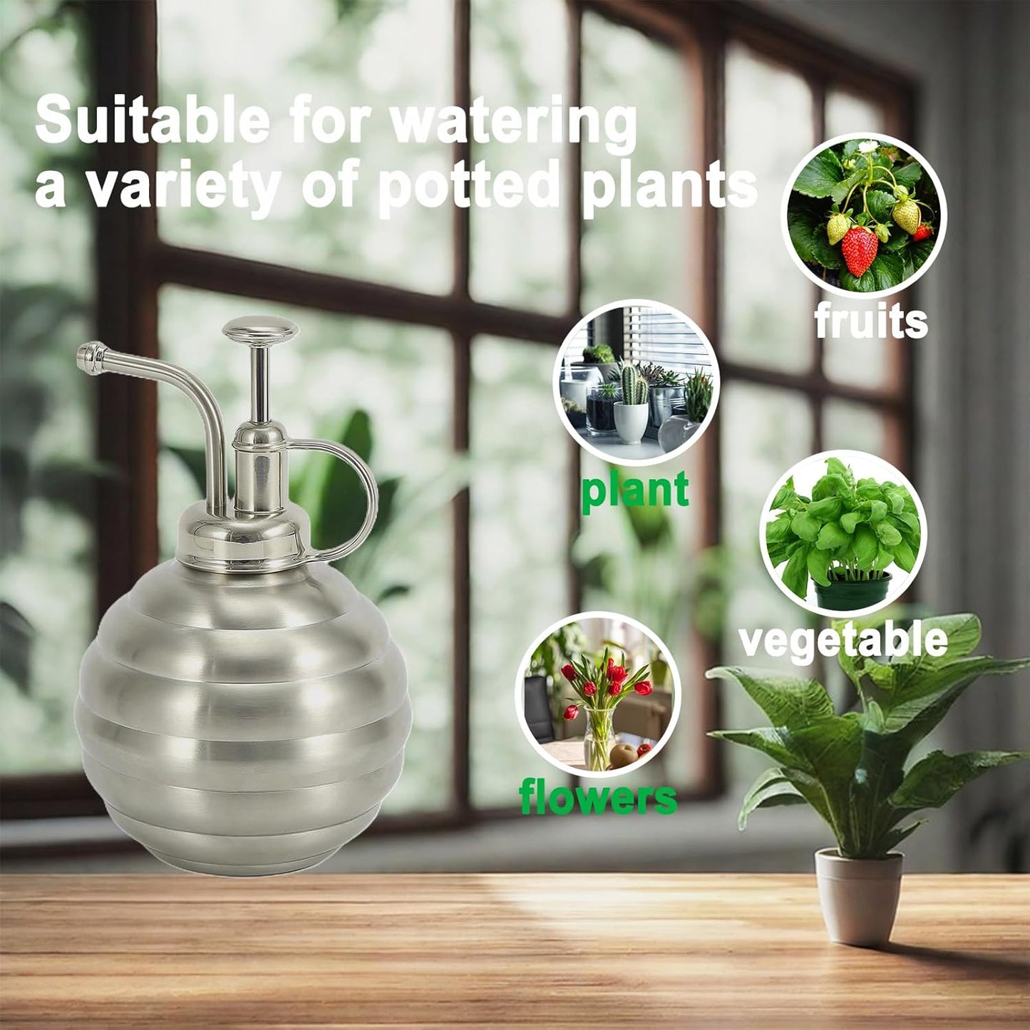 Plant Mister Spray Bottle, 500ml/17oz, Vintage Style Water Sprayer (Silver, 17OZ)