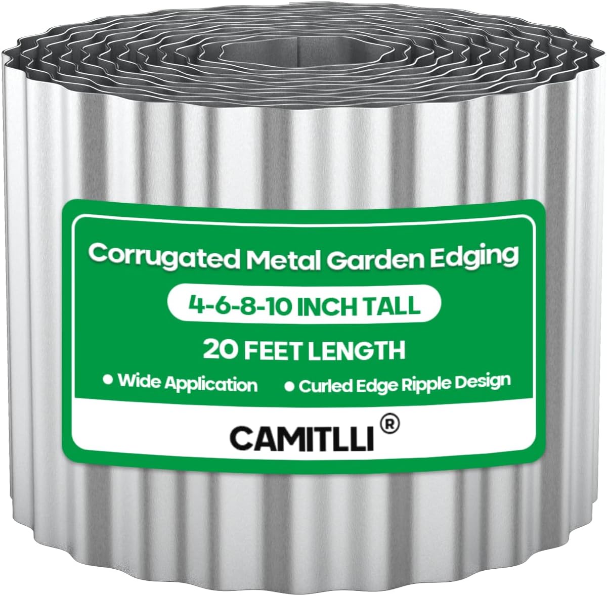 Corrugated Metal Garden Edging, Sturdy Tall Landscape Edging Borders, Perfect DIY for Flower Beds, Lawn and Pathway, Tree Surrounds, Paver Edges (Silver, 10"×20FT)
