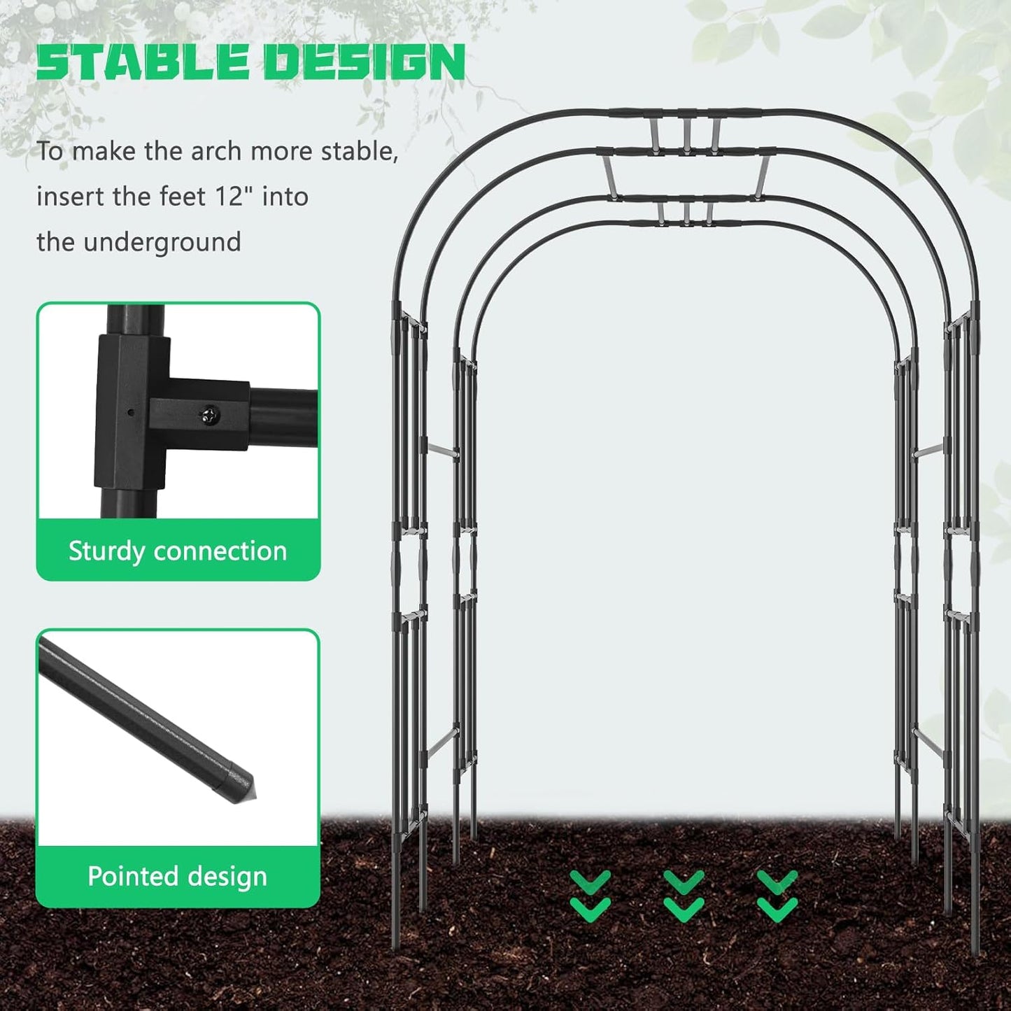 DoCred Large Tall Garden Arch Trellis for Climbing Plants Outdoor, 87in Tall Metal Garden Arbor Wedding Arches for Lawn, Party, Backyard Decoration
