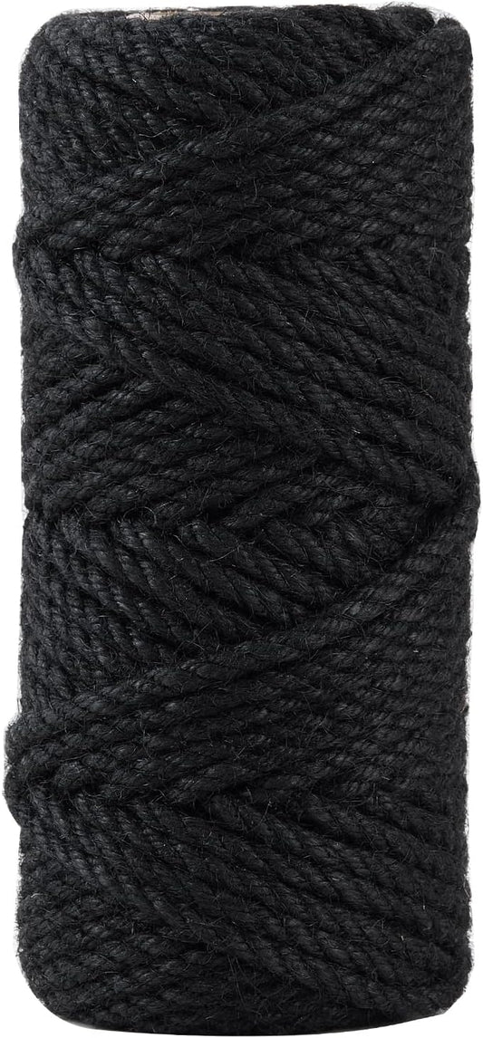 100 Feet 4mm Thick Black Natural Jute Twine, Garden Twine Heavy Duty Industrial Packing Materials String Wrapping, Arts, and Crafts, Halloween Wrapping, Gardening Applications