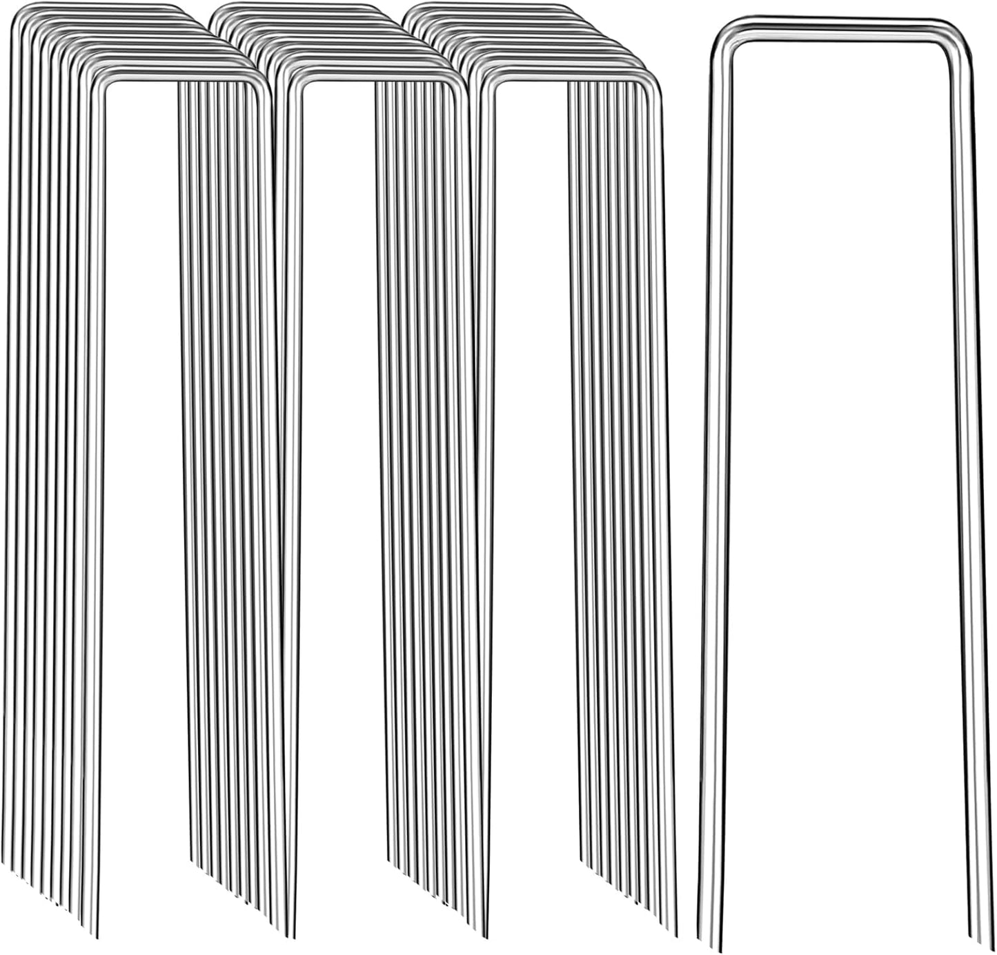 Landscape Staples 12 Inch, 50 Pack 8 Gauge Galvanized Garden Staples U-Shaped Landscape Stakes, Heavy Duty Ground Stakes for Outdoor Decorations, Weed Barrier Fabric, Irigation Tubing, Tent