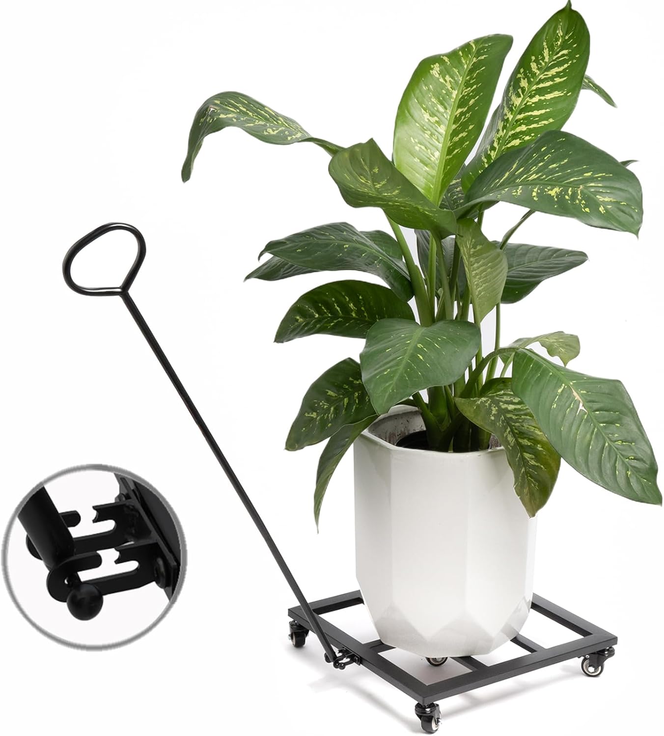 Heavy Duty Plant Cart with Wheels - 16" Square Plant Stand with Locking Casters, 200lbs Capacity - Indoor Outdoor Metal Plant Rack on Rolling Dolly