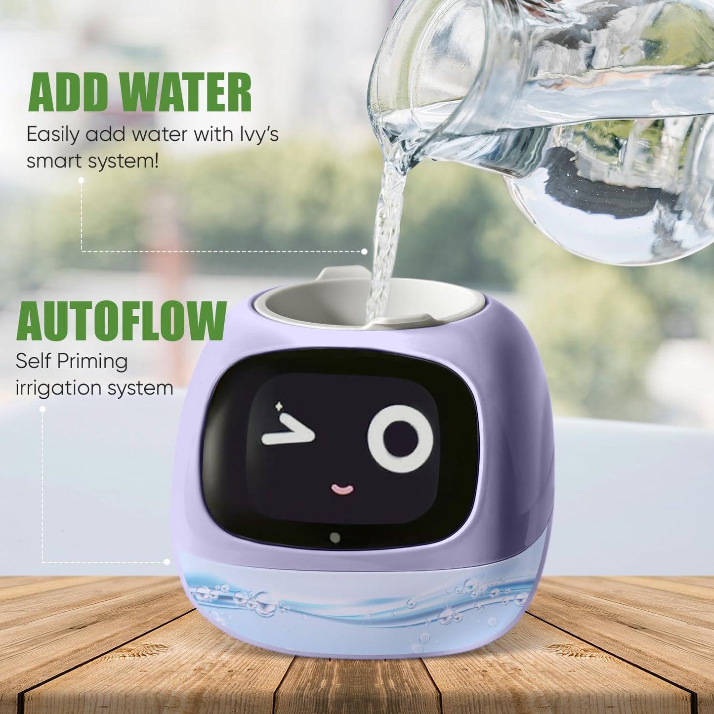 Interactive Plant Pot – Smart Planter, AI Pet Plantagotchi, tamagotchi, Leafypod and Plantiboy, Robot Flower with Feelings, Electric Maceta, Indoor Flowerpot with Water, Digital Gifts (Purple)