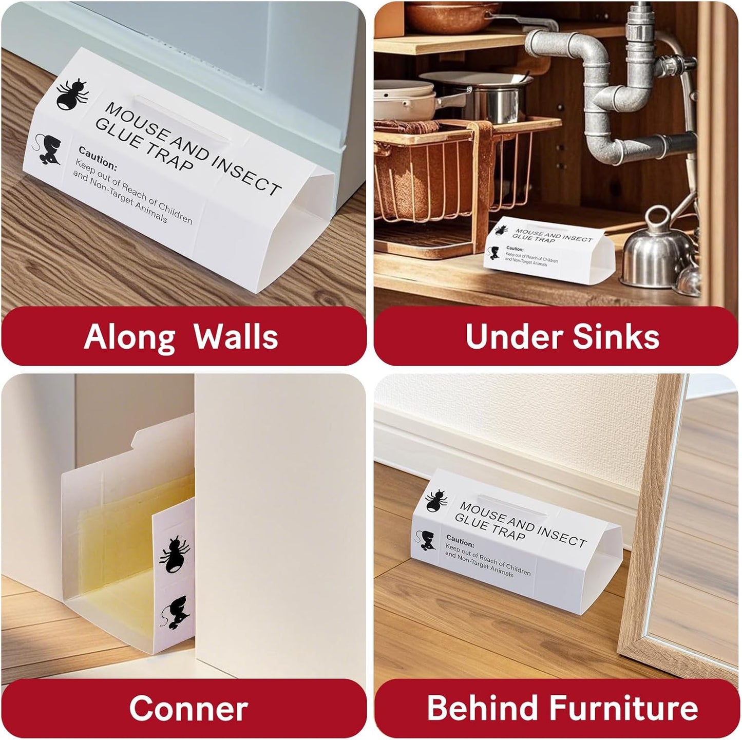 76Pack Mouse & Insect Traps Indoor for Home, Glue Traps for Mice Roach Ant Snake Rats Rodents, Sticky Pest Control Adhesive Tray for Catching Bugs, Sesame Oil Scent Non Toxic Pre-Baited Glue Boards