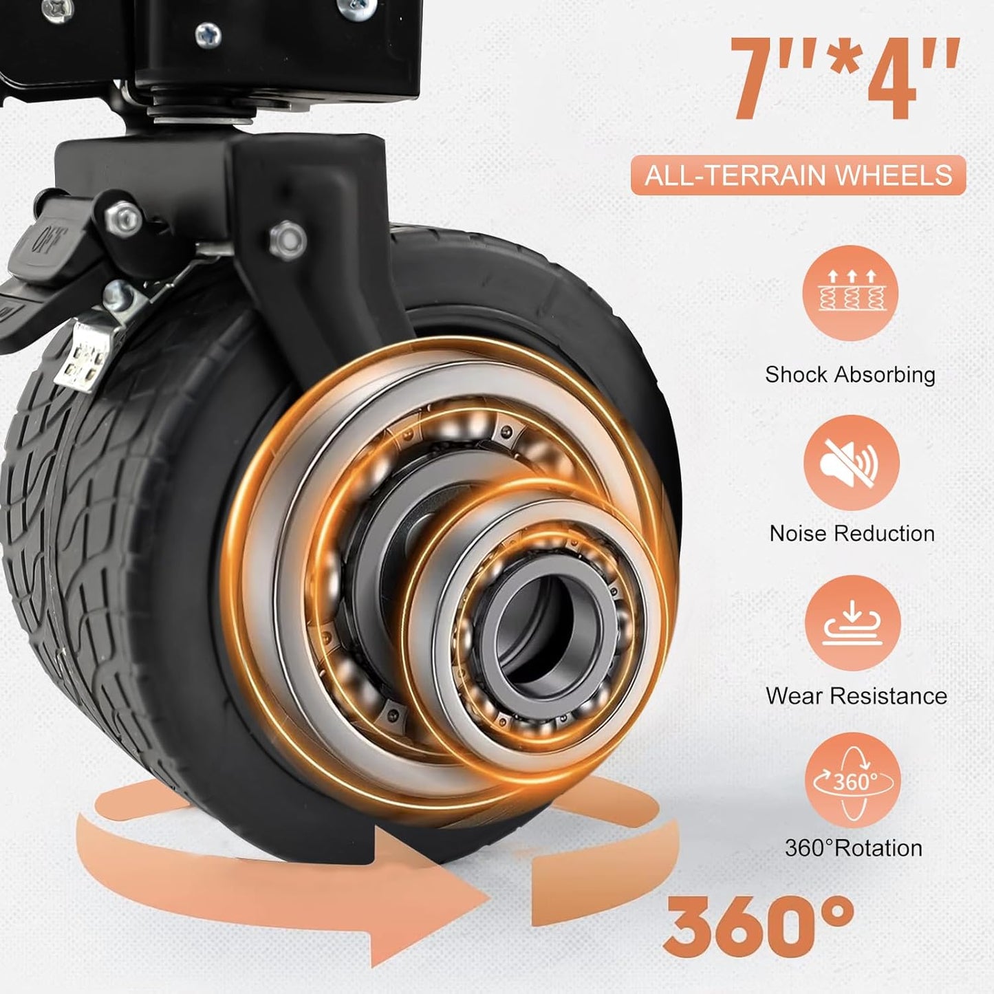 Collapsible Foldable Wagon Cart with Big Wheels and Tabletop, Large Capacity 440Lbs Folding Utility Wagon Carts for Sand, Beach, Camping, Shopping, Sport (Black)