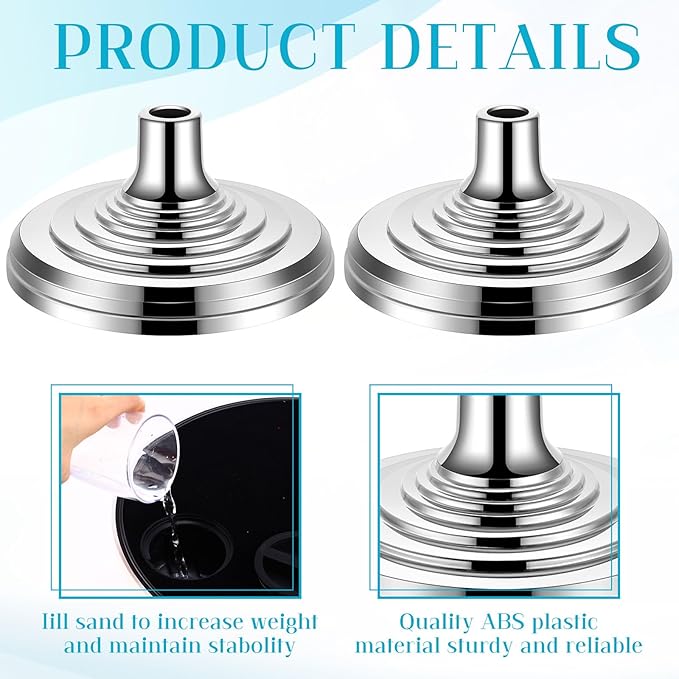 Leinuosen 4 Pcs Flag Holder Stand FlagPole Stand Flag Pole Base for Indoor Outdoor 1.3/1.1 Inch Diameter Flagpole Garden House Classroom Churches Meeting Party Flags Banner(Silver)