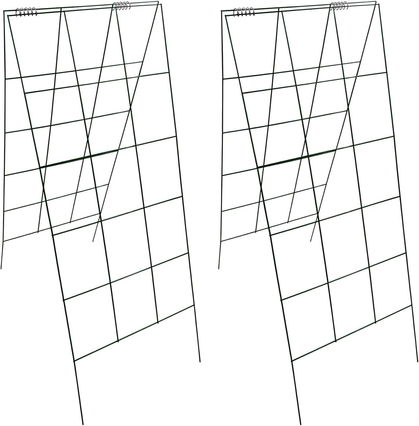 Garden Cucumber Trellis A-Frame Folding Plant Trellis 46 Inch by 18 Inch for Climbing Vegetables Flowers Green 2 Pack with Clips and Cable Ties