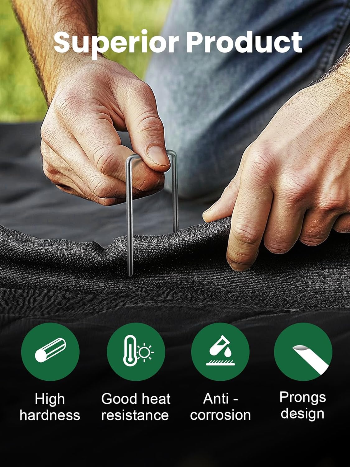 GROWNEER Landscape Staples Anti-Rust, 6 inch 360pcs Galvanized Garden Staples, Tent Stakes SOD Pins Yard Stakes for Securing Weed Fabric Barrier, Ground Cover, Artificial Turf, Dog Fence