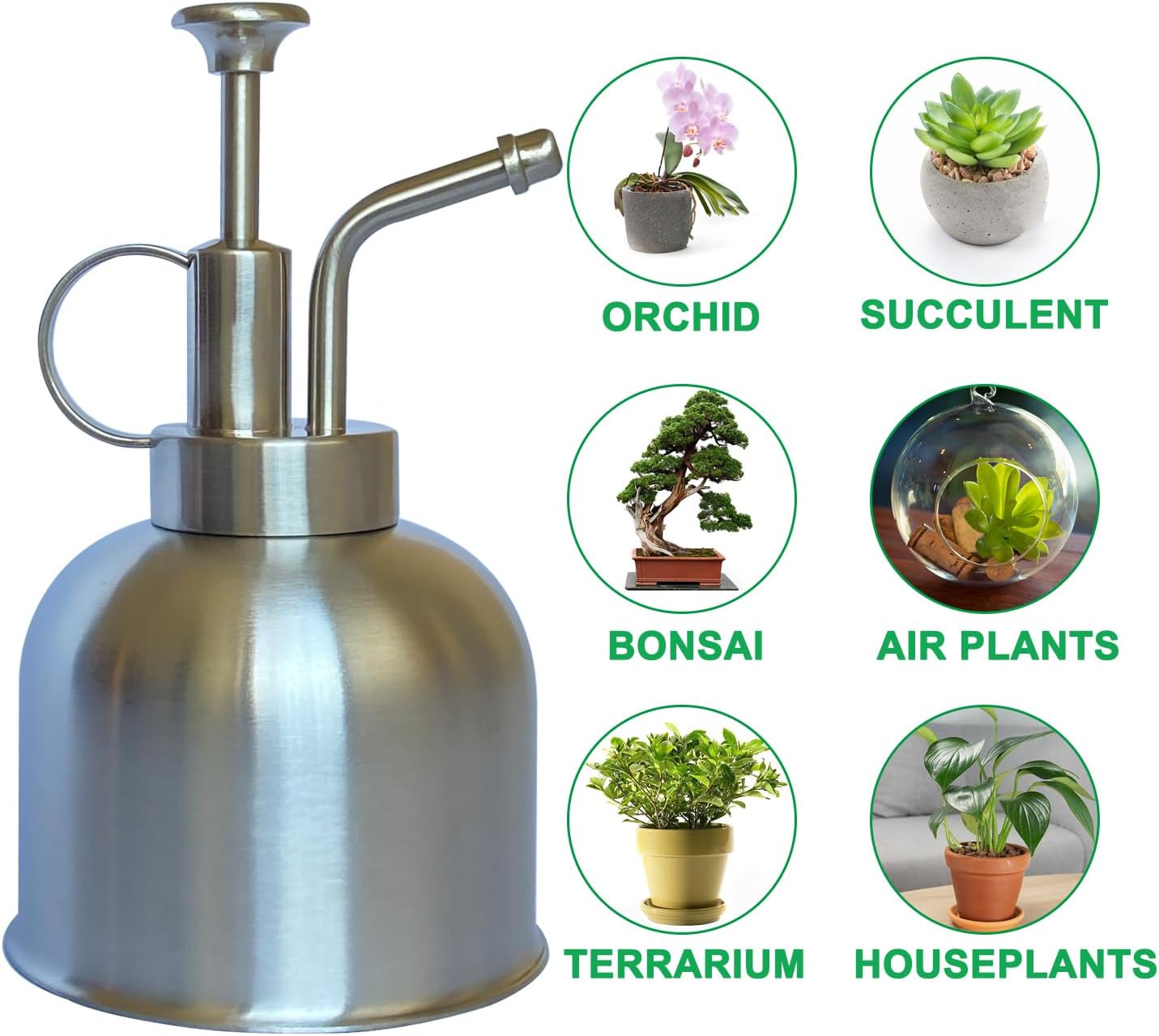 Plant Mister Spray Bottle Stainless Steel Plant Sprayer, Small Watering can Plant Spray Bottle Modern Gardening Tools for Indoor Potted Plants Watering and Spraying