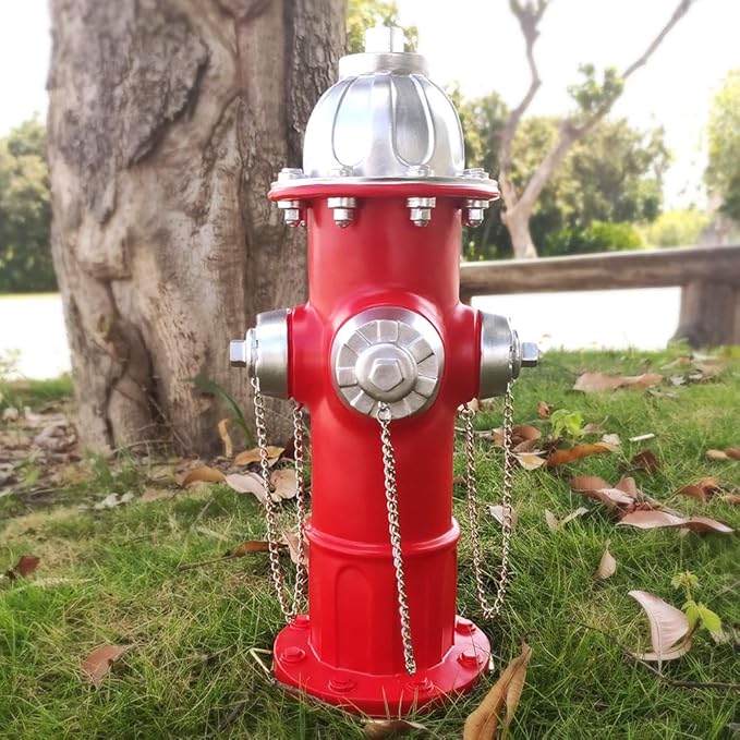 Fake Fire Hydrant for Dogs to Peed on, Dog Fire Hydrant Pee Post, 14.5" Backyard Decor Outdoor Statues Firefighter Gifts for Men (14.5")